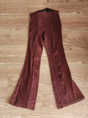 EUC Free People Ribbed Waistband Pants in Rust and Black, Size S